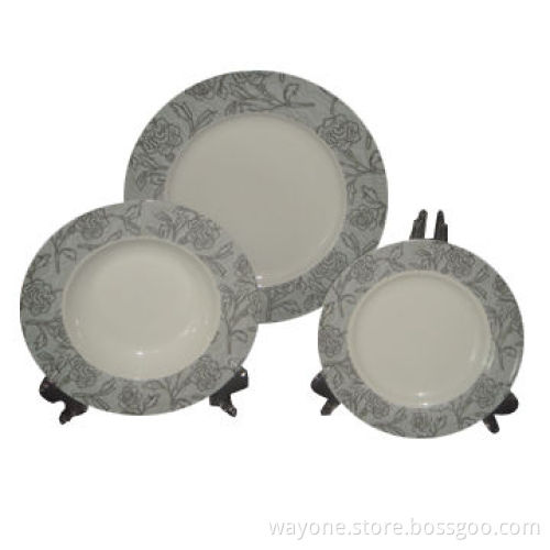 18 pieces porcelain dinner set with embossed decal